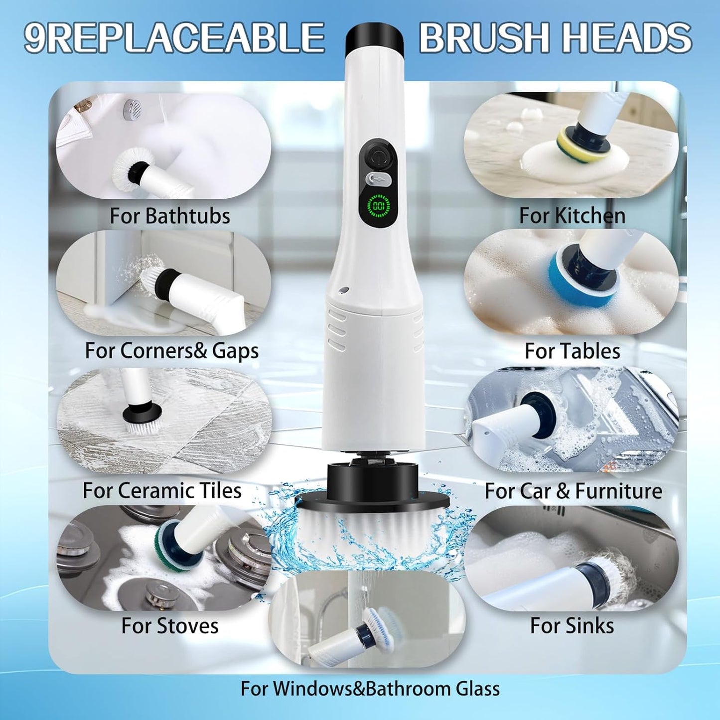 ✨ 9 in 1 Electric Spin Scrubber — Clean Smarter, Not Harder - ودّع فرك التنظيف المتعب 🧼