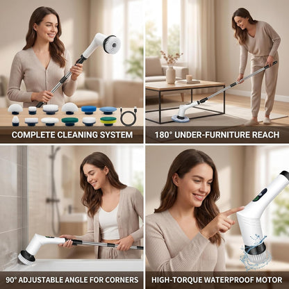 ✨ 9 in 1 Electric Spin Scrubber — Clean Smarter, Not Harder - ودّع فرك التنظيف المتعب 🧼