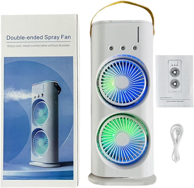 Double Ended Spray Fan – USB Rechargeable Portable Cooling Fan